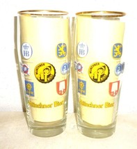 2 Munich Breweries Munchner Kindl Bier multi-brand 0.5L German Beer Glasses - £15.91 GBP