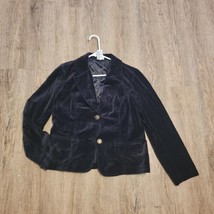 White Stag Velour 2 Button Blazer ~ Sz M ~ Black ~ Long Sleeve - $26.09