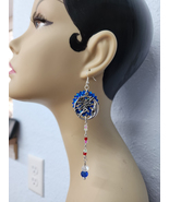 fairy moon charms earrings long glass bead drop dangles sequin shoulder ... - £6.25 GBP