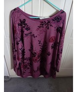 NWT Lane Bryant Purple Floral Pullover Women&#39;s Top Polyester Spandex Siz... - $23.76