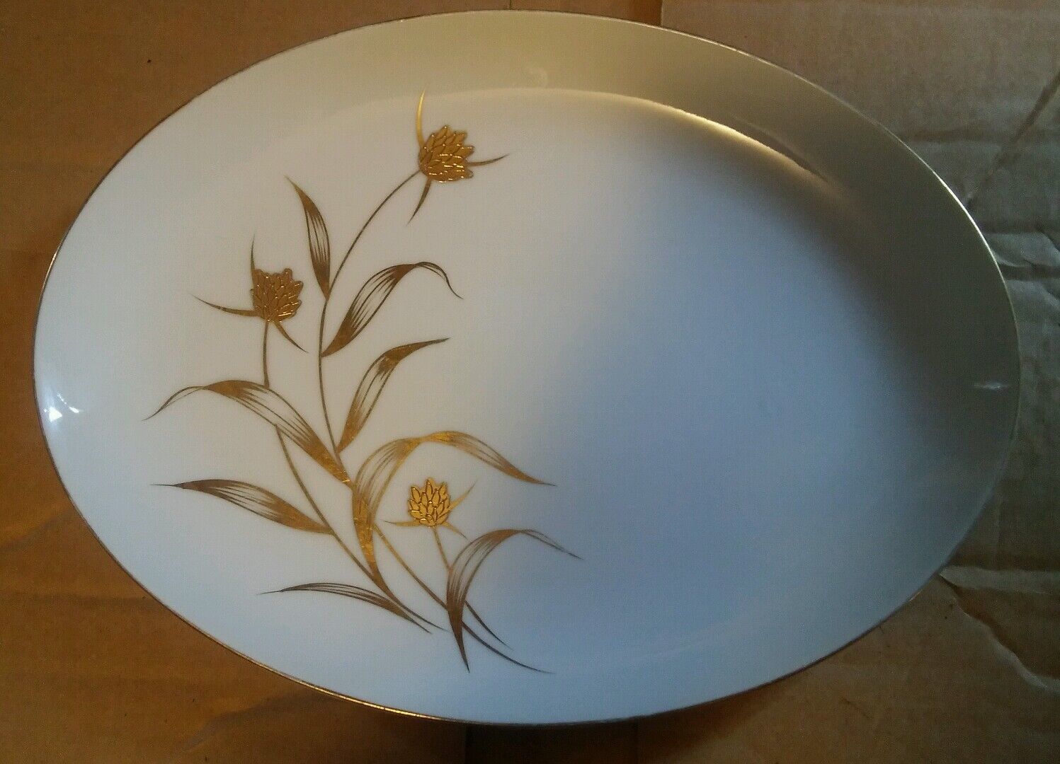 029 Nice Gold China Japan GOld Dahlia Oval Platter NE 2906 Good Vintage ... - $19.99