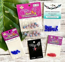 DeStash Jewelry Making LOT NIP RED WHITE &amp; BLUE America BEADS Findings S... - $3.95