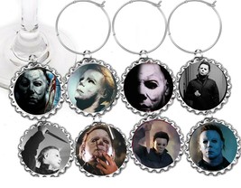 Michael myers halloween scary decor party wine charms markers 8 party fa... - £8.50 GBP