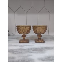 Indiana Glass Mt Vernon Amber 6oz Coupe Glasses, Set Of 2, Vintage Drink... - $306.40 MXN