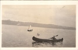 RPPC Sailboat and Canoeing on the Lake or Harbor c1915 Postcard X12 - $7.95