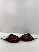 UGG Scuff Logo Black Suede Sheepskin Slip Lined Round Toe Slippers Men’s Size 9 - £43.05 GBP