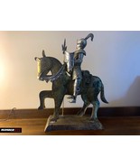 Cast Metal MEDIEVAL KNIGHT JOUSTING LANCE HORSE RARE 20x13&quot; Sculpture Ar... - £623.00 GBP