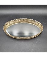 Gold Filigree Oval Vanity Mirror Perfume Tray MCM Hollywood Regency Glam... - $341.59 MXN