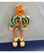Vintage country primitive shabby chic tall wood figurine I love quilting - $369.72 MXN