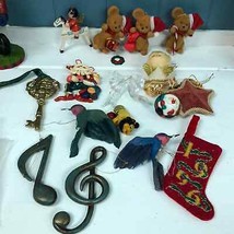 Vintage lot of Christmas tree ornaments Santa nice angel key musical not... - $33.86