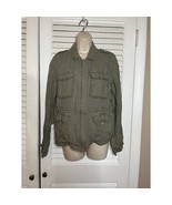 Michael Stars soft olive green 100% linen military style zip button jack... - £21.95 GBP