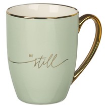 WITH LOVE Inspirational Coffee Mug for Women, Be Still &amp; Know Mint/Cream... - £7.77 GBP