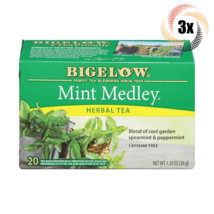 3x Boxes Bigelow Mint Medley Natural Herbal Tea | 20 Pouches Per Box | 1.37oz - £16.16 GBP