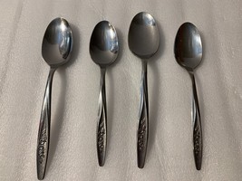 4 Larger Serving Spoons Superior Stainless Steel U.S.A. Flower Rose Design - £3.81 GBP