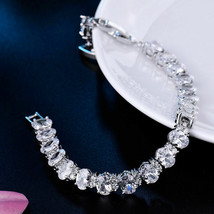 5.75CT Oval-Cut Diamond 14K White Gold Finish Classic Wedding Tennis Bracelet - £134.52 GBP