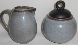 Jars TOURRON GRIS ECORCE PATTERN Creamer &amp; Sugar MADE IN FRANCE - £62.27 GBP