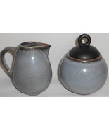 Jars TOURRON GRIS ECORCE PATTERN Creamer &amp; Sugar MADE IN FRANCE - $79.19