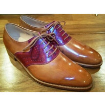Dual Tone Oxford Pure Leather Patina Lace Up Customize Formal Wedding Shoes, - £120.26 GBP