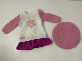 American Girl Snow Good to See You sweater dress outfit pink knit beret hat - $15.58