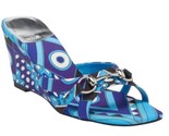 Jeffrey Campbell Alaina wedges Blue abstract print sz 7 - $39.55