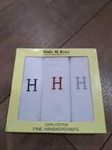 Moda Di Raza 3 Pack Men’s Cotton Handkerchiefs Fashion White Monogram “H... - $8.79