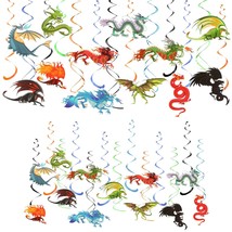 30 Pcs Dragon Party Decorations Dragon Hanging Swirl Foil Ceiling Decorations Fa - £15.14 GBP