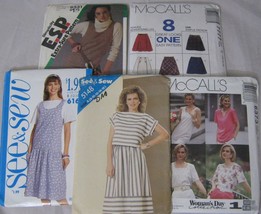 5 Ladies Misses Sewing Pattern Lot SZ 12 14 16 Casual Dresses Skirts Top... - $5.43