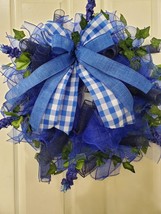 Lilac Wreath,Beautiful Blue, Farmhouse Wreath. Door, Everyday Wreath - £32.99 GBP
