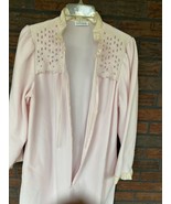 Vintage Pink Robe Medium Long Sleeve Duster Zip Front Ruffle Collar Ench... - £13.36 GBP