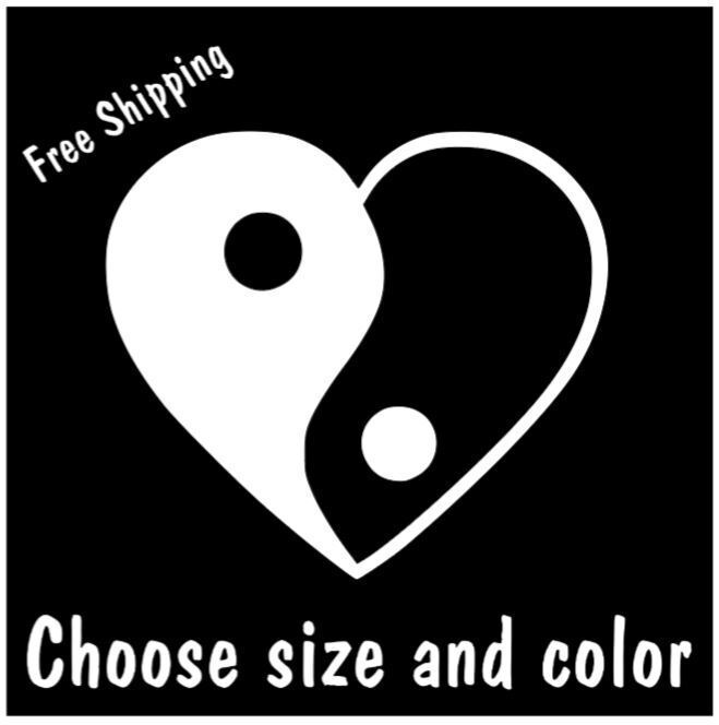 YIN YANG Heart Sticker Wall Logo Vinyl Decal Car Laptop - $2.79+