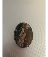 Multicolored Agate  Lidded Silver Colored  Vintage Pill/Trinket With Mar... - $12.98 CAD