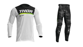 Thor MX White Black Pulse Air Cameo Dirt Bike Riding Racing Gear Jersey + Pants - £103.83 GBP