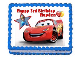 Cars Lightning McQueen edible cake image party cake topper decoration - £8.00 GBP+