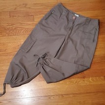 J. Jill Capri Pants Size 10P Cargo Cropped 100% Cotton Pockets drawstring Ankle - £24.63 GBP