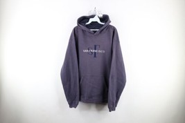 Vtg 90s Streetwear Mens XL Thrashed Spell Out San Francisco Hoodie Sweatshirt - £38.79 GBP