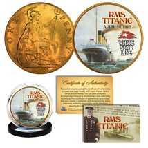 RMS TITANIC  April 14, 1912  Colorized 1900’s Gold Clad Great Britain Pe... - $12.16