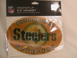 [N20] *New* Pittsburgh Steelers Magnaflip 3D Magnet By Brax Ltd 9&quot; Long Oval - £5.35 GBP