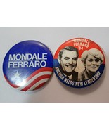 1984 Mondale Ferraro Campaign Pin Button America Needs New Leadership 2 ... - €8,62 EUR