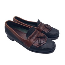 H.S. Trask Bozeman Montana Tassel Kiltie Black Brown Leather Loafers Size 10 - £30.79 GBP
