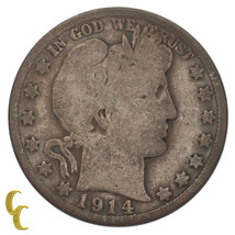 1914 Plateado Barbero Medio Dólar 50C ( Bueno, G Estado) Completo Rims - £128.15 GBP