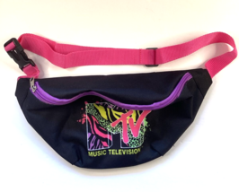 Vintage Retro MTV Music Television Fanny Pack Black And Pink Bag - £15.81 GBP