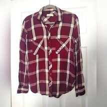 Abercrombie &amp; Fitch burgandy plaid button up size S - $13.00