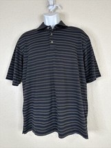 Pebble Beach Performance Men Size M Black Striped Polo Shirt Short Sleeve - $8.23