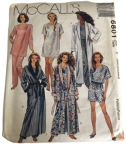 McCalls Sewing Pattern 6801 Robe Pajamas Tunic Top Pants Shorts XS S M U... - $6.99
