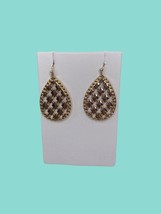 Avon Teardrop Goldtone Women’s Pierced Earrings Cool Pattern &amp; Dangle NEW - £10.38 GBP