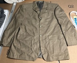 Oscar De La Renta Men’s Suit Jacket Blazer Sport Coat 48 R Tan Check Hou... - $29.69