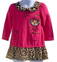 Disney Minnie Mouse Dress Size 3T Collar Front Pockets Long Sleeve Ruffle Hem - £6.21 GBP