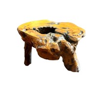 Vintage Burl wood stand handcrafted small table decorative 4&quot; - £50.66 GBP