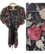 Secret Treasures Kimono Robe Wrap Flocked Velvet Rose Romantic Whimsigot... - $49.83