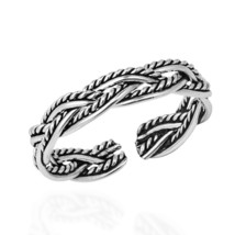 Oxidized Celtic Weave Design Sterling Silver Toe or Pinky Ring - £7.52 GBP